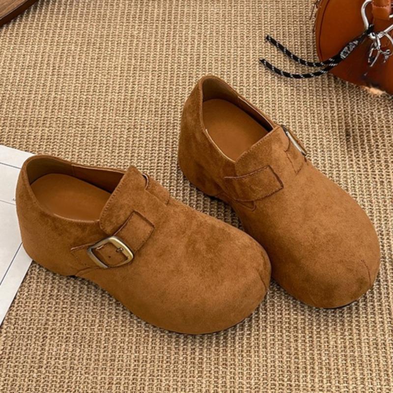 

Модная платформа Женские туфли на каблуке Модная замша 2025 Осень Туфли-лоферы с пряжкой Дизайнерские Элегантные Новые тренды Туфли-лодочки для платья Zapatillas 35