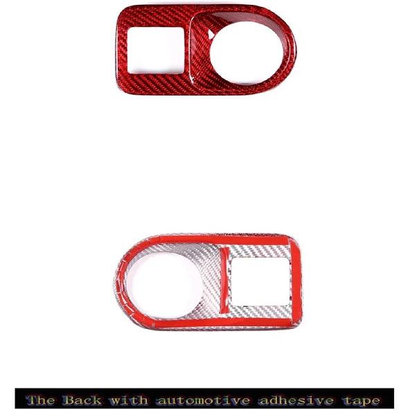 Interior Headlight Switch Frame Cover Sticker Trim Compatible for Porsche Cayenne 2018-2023 Real Carbon Fiber Car Styling Interior Accessories(Red)