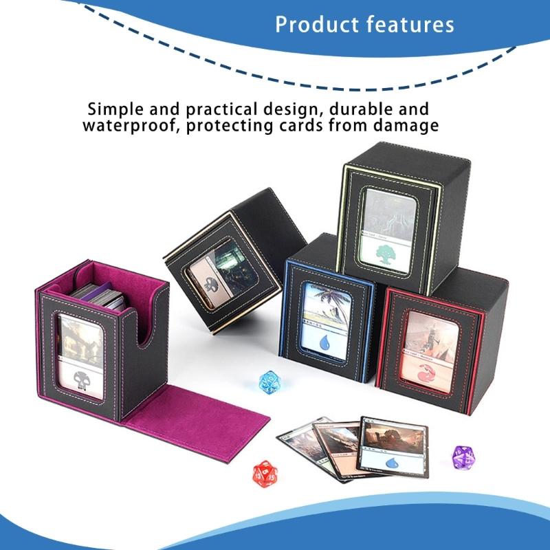 PU Leather Trading Card Deck Storage Box Card Deck Case Organizers Collectible Game Card Collectors Storage Case