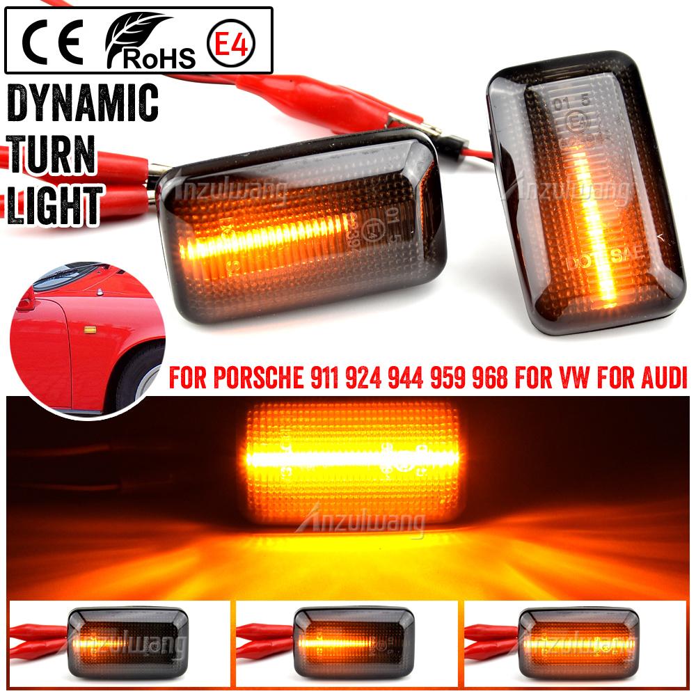 

For Porsche 911(930 Type)911 Carrera 2/4 964 993 924/924S 944 959 968 Dynamic LED Side Turn Signal Marker Light Lamp Blinker Smoked black
