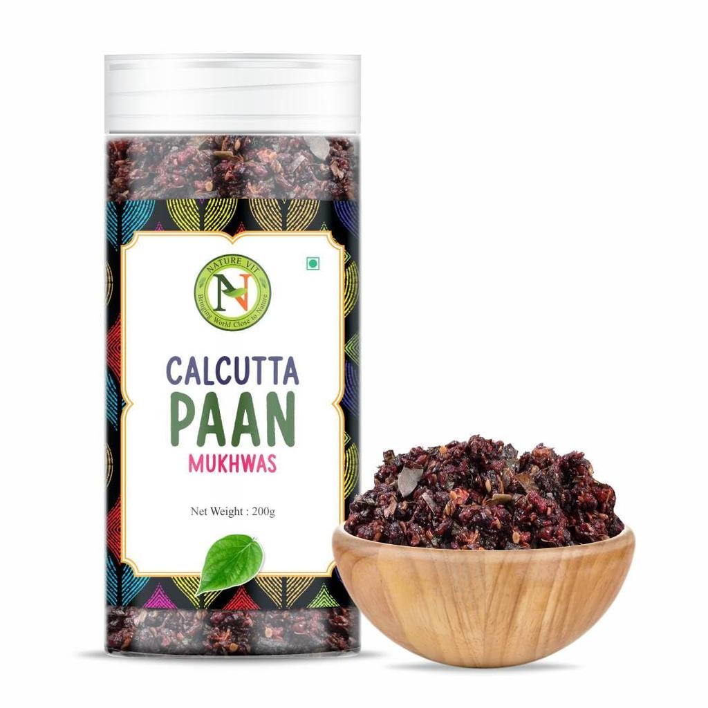 NatureVit Calcutta Meetha Paan Mukhwaas 400g - Süßer Calcutta Paan Munderfrischer mit Gulkand & Fenchel | Natürlich, Vegetarisch, Hygienisch verpackt