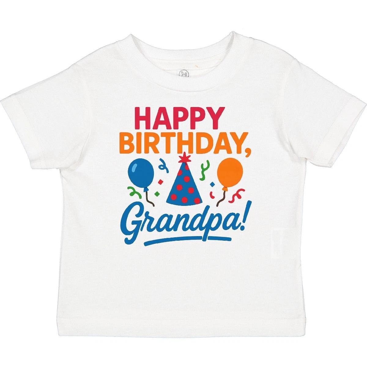 Inktastic Happy Birthday Grandpa Party Hat Balloons Baby T-Shirt Childs Grandma 110
