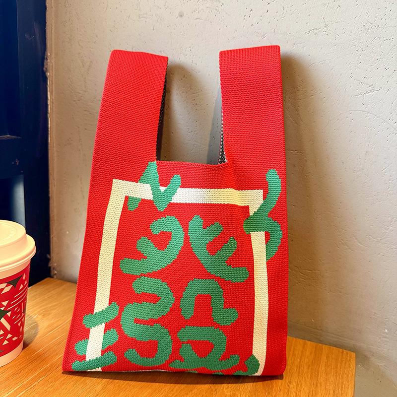 

Красная Благоприятная Вязаная Женская Сумка-Тоут: Универсальная серия свадебных бонбоньерок большой вместимости