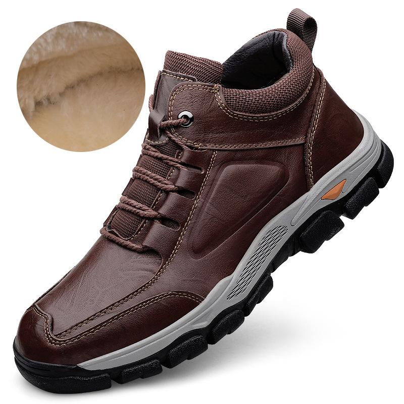 

Осенне-зимняя мужская обувь, обувь для хайкинга, спортивная повседневная обувь из бархатистой кожи, с круглым носком, уличная обувь с высоким верхом для путешествий, мужская 39