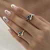 Lucky Blue Evil Eye Open Rings for Women Light Luxury Shiny Cubic Zirconia Copper Rings Trendy Wedding Aesthetic Jewelry Gifts