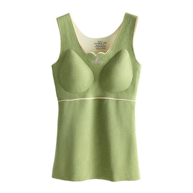 Women Plus Size Thickened Fleece Thermal Warm V Neck Vest With Built In Chest Pad