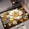 Peony Flower Pattern Home Decor Carpet, Non-slip Anti-Falling Resistance for Living Room Bathroom Kitchen Bedroom Hotel Restaurant Coffee Shop Mall
