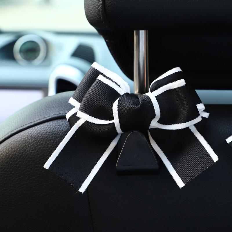 1Pc Car Seat Back Hook Polka Dot Bow Hanging Holder Car Storage Hanger Interior Accessories Female Automobile Practical Hook