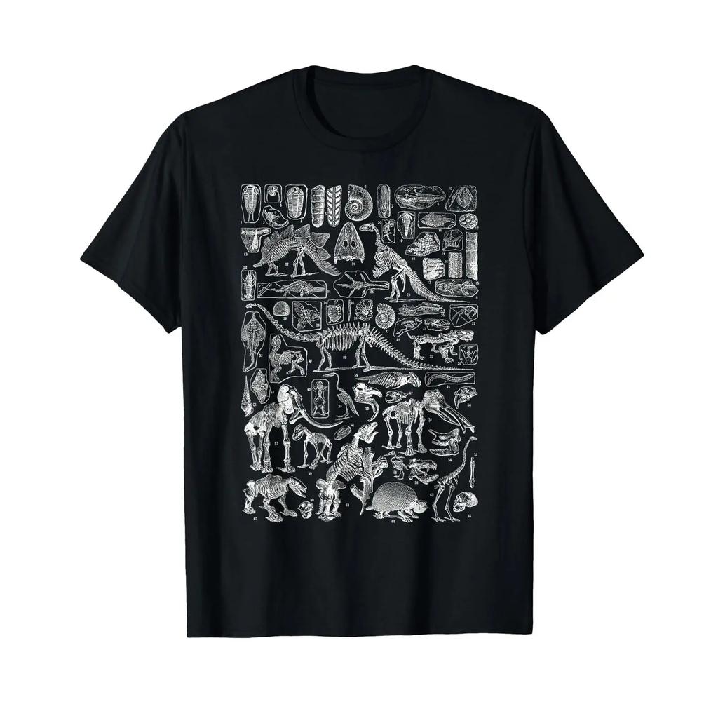 Dinosaur Fossils T Rex Paleontology Science Archeology Shirt Vintage Graphic Versatile Streetwear Homme Designer Clothes