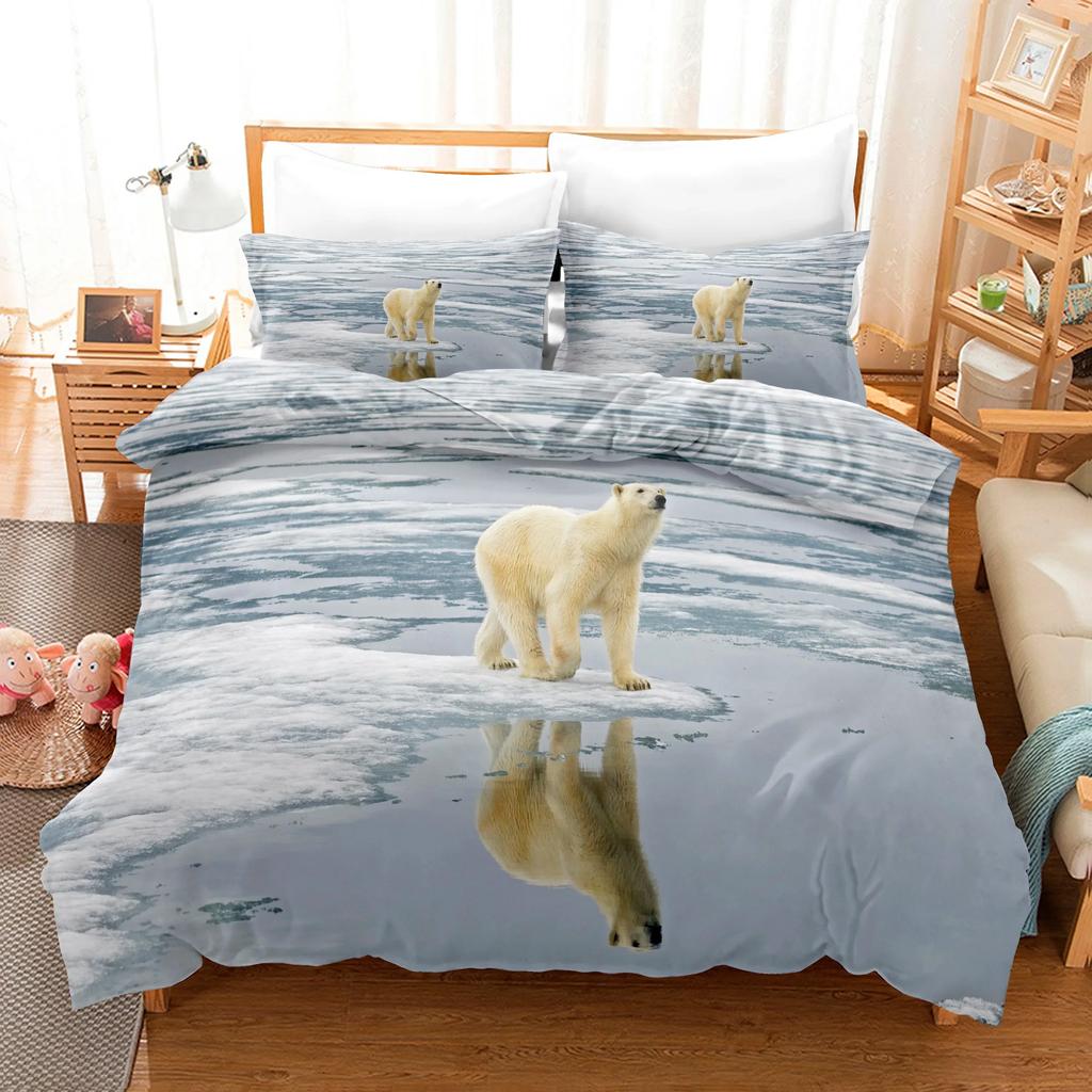 Animal Bed linen Cute Bear Pattern King Queen Size Cute Comforter Set With Pillowcases High Quality Home Textiles