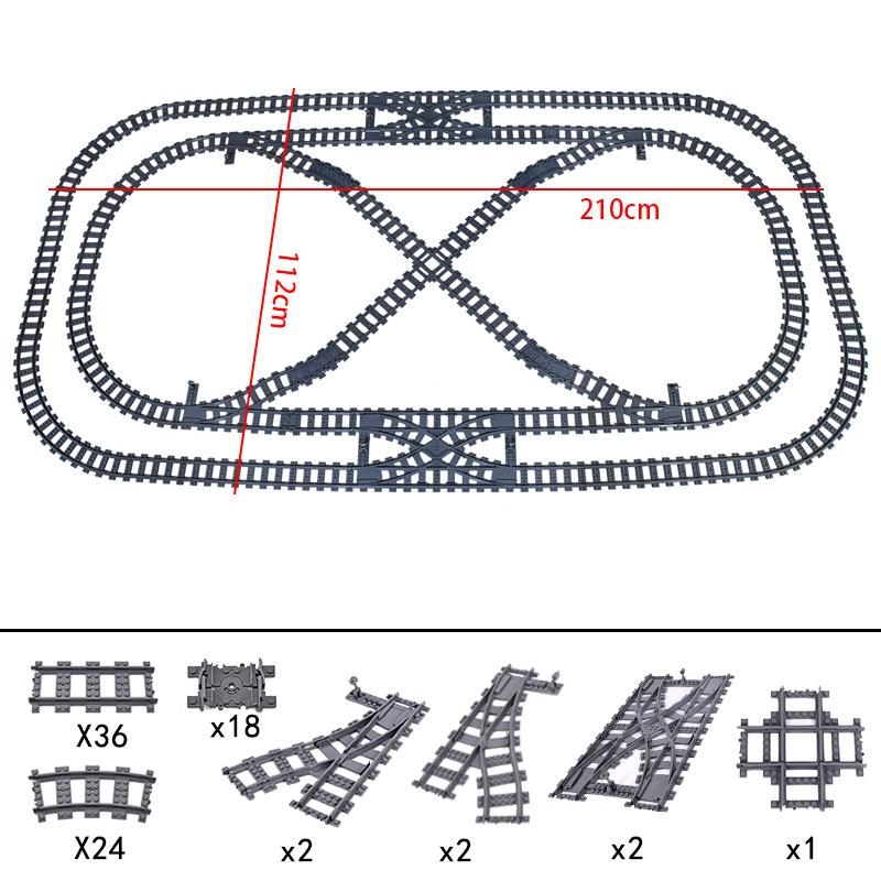 City Trains Flexible Tracks Forked Straight Curved Rails Crossing Switch Building Block Bricks High-Tech Creative Toys for Kids