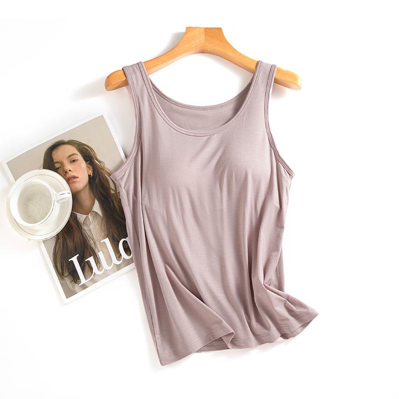 Summer Cool Feeling Loose Large Size Can Be Worn Outside with Chest Pad Integrated Fixed Cup Vest Women's Inner Chest Pad