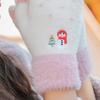 Autumn And Winter Knitted Plush Gloves Outdoor Cycling Windproof Warm Thick Cute Cartoon Touch Screen Gloves