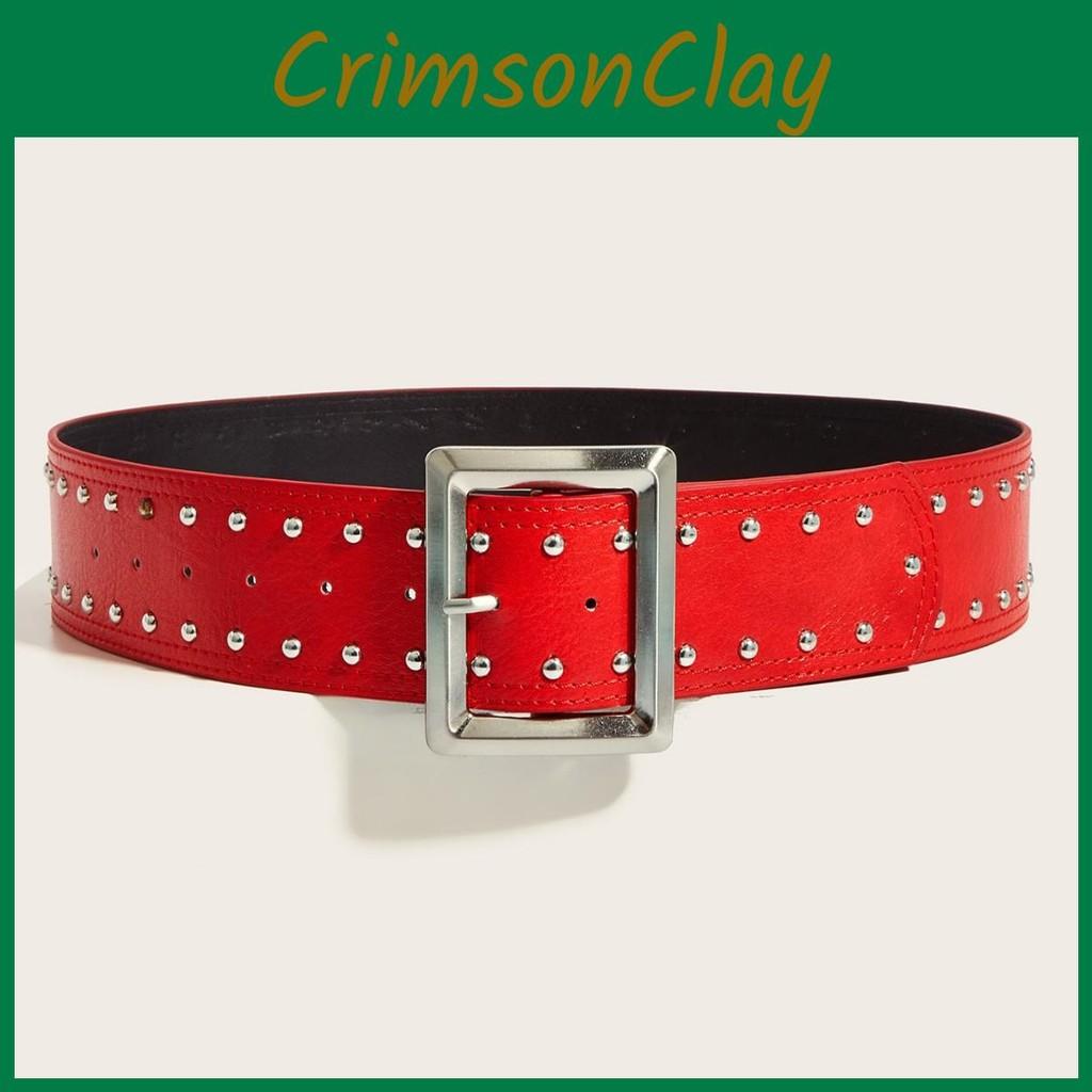 Punkinspired Belt Leather Decorative Nail Motifs Snap Closure Looks Trendsetter