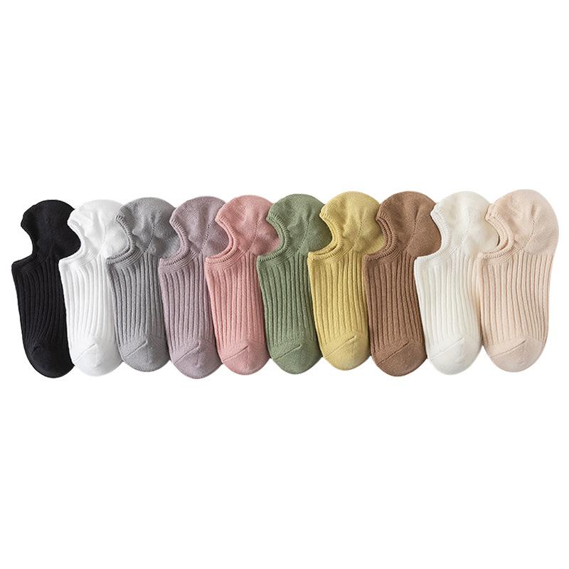 Damen Sommer Dünner Stil Einfarbig Flacher Ausschnitt Fällt Nicht Ab mit Unsichtbaren Socken