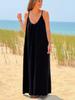 European Seaside Holiday Backless Spaghetti Strap Women's Summer V-Neck Maxi Dress