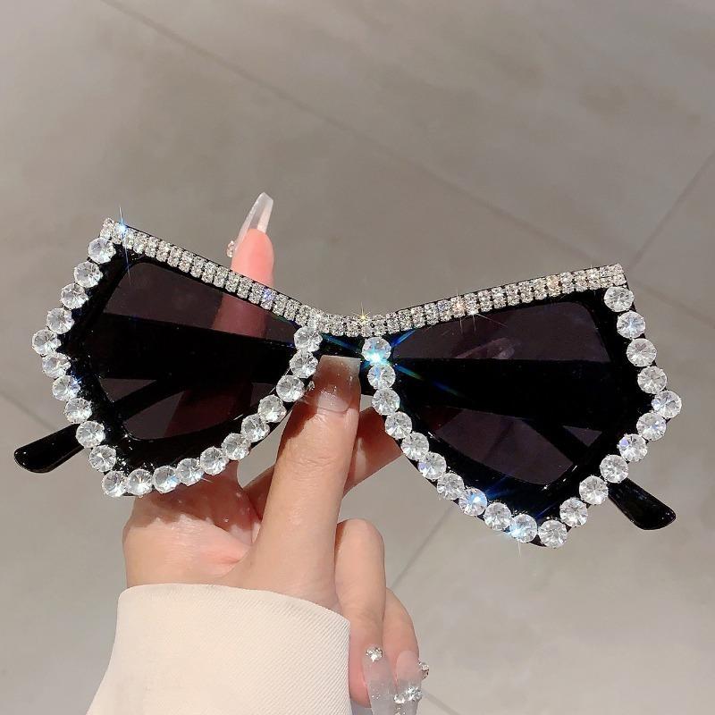 Diamond Shiny Shades Polygon Gradient irregular Women's Sunglasses Candy Color Butterfly frame Decoration Ladies Sun Glasses