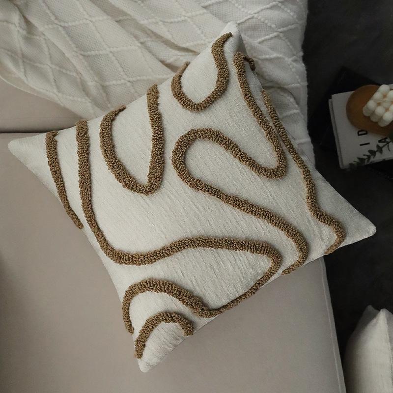 

Современная минималистичная наволочка в стиле инс, линейная геометрическая петля, бархатная подушка, подушка для гостиной, дивана, спинка, мягкое украшение 45x45cm [pillowcase only]