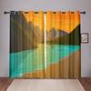 2PiecesNature Landscape Sunset Sea Blackout Window Curtains for Bedroom Living Room Bathroom Kicthen Door Hall High Shading New