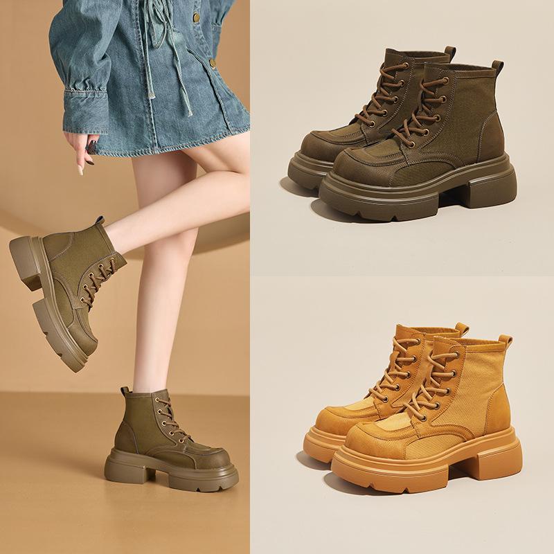 2025 autumn leather Martin boots women's Korean version of sardine cloth low tube women's short boots casual tooling boots women's locomotive boots