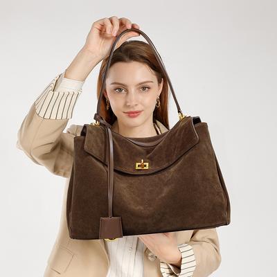 Suede Cowhide High-end Underarm Bag Women's Bag Niche, Portable New Large-capacity Women's Leather Tote Bag