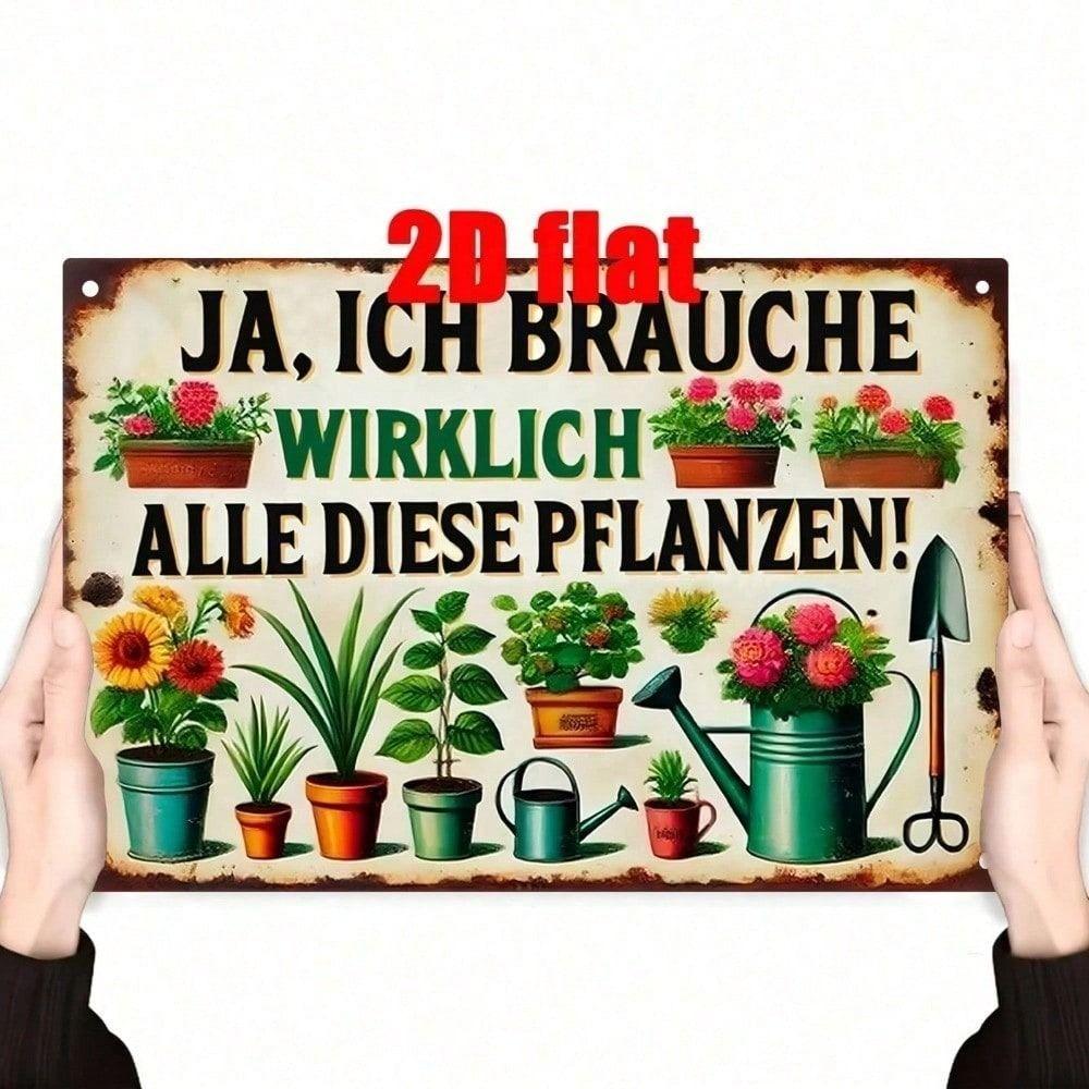 Vintage Metal Plant Sign, Rusty Botanical Iron Wall Decor, 20x30 cm Hanging Ornament for Home and Garden