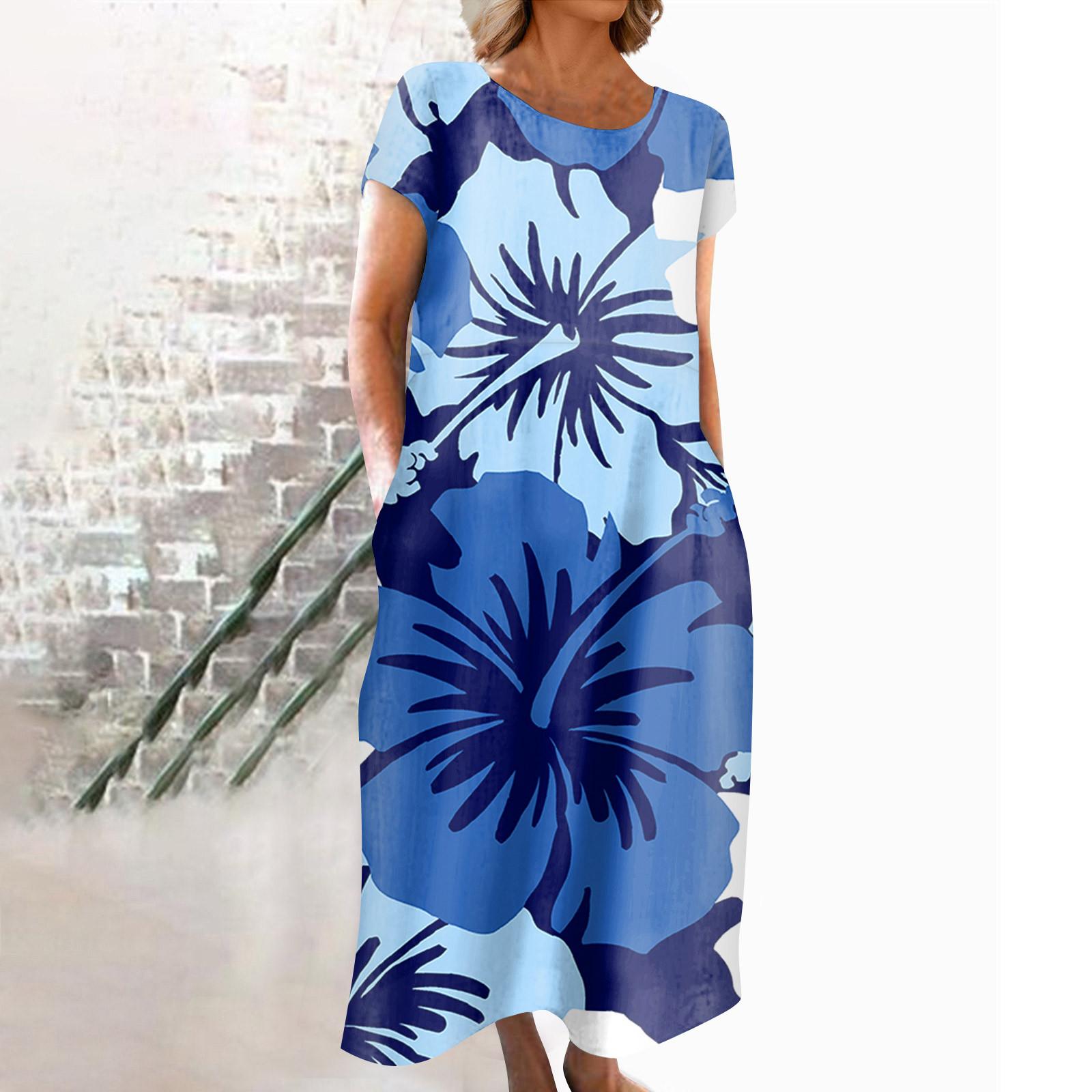 Модное женское летнее платье с круглым вырезом и повседневным модным пуловером с принтом — фото 6