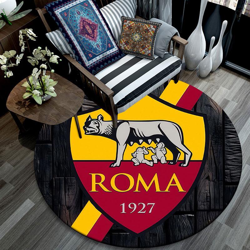 Associazione Sportiva Roma2,Round Area Rug,Carpet Rug for Living Room Bedroom Sofa Playroom Decor,Non-slip Floor Mat