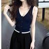 Women's Summer Sleeveless Color-Block Knit Vest: French Style Slim Fit with Ice Silk Base Layer