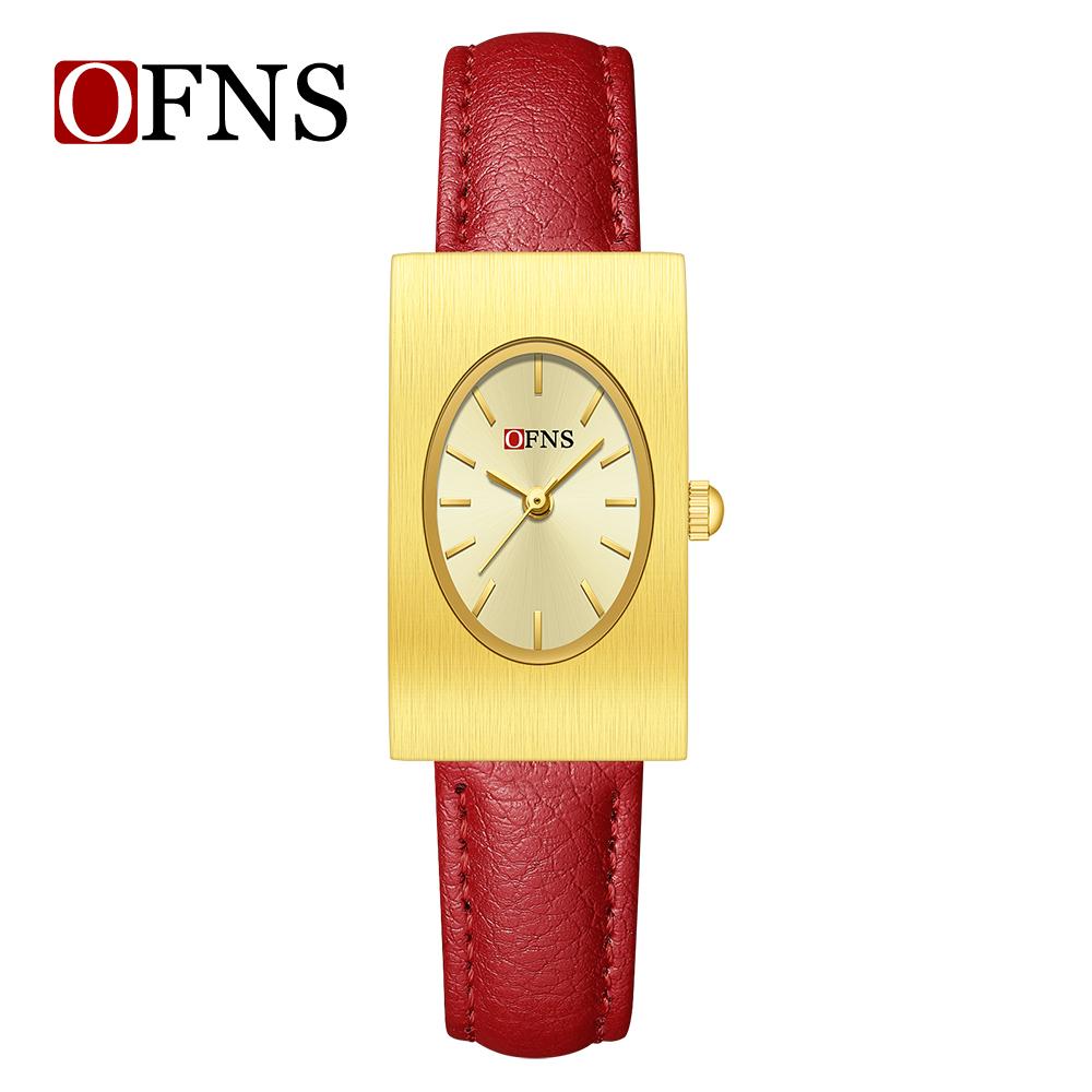 New Fashion Ofns Top Brand 1547 Exquisite Business Women's Quartz Watch Simple Rectangular Retro Light Luxury Niche Alloy