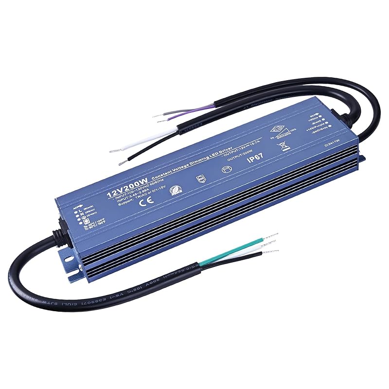 Constant Voltage 24V 200W 8,5A Dimmable LED Driver, Waterproof IP67 Transformer, AC 110V Triac Power Supply, LED Adapter for LED Light, Computer