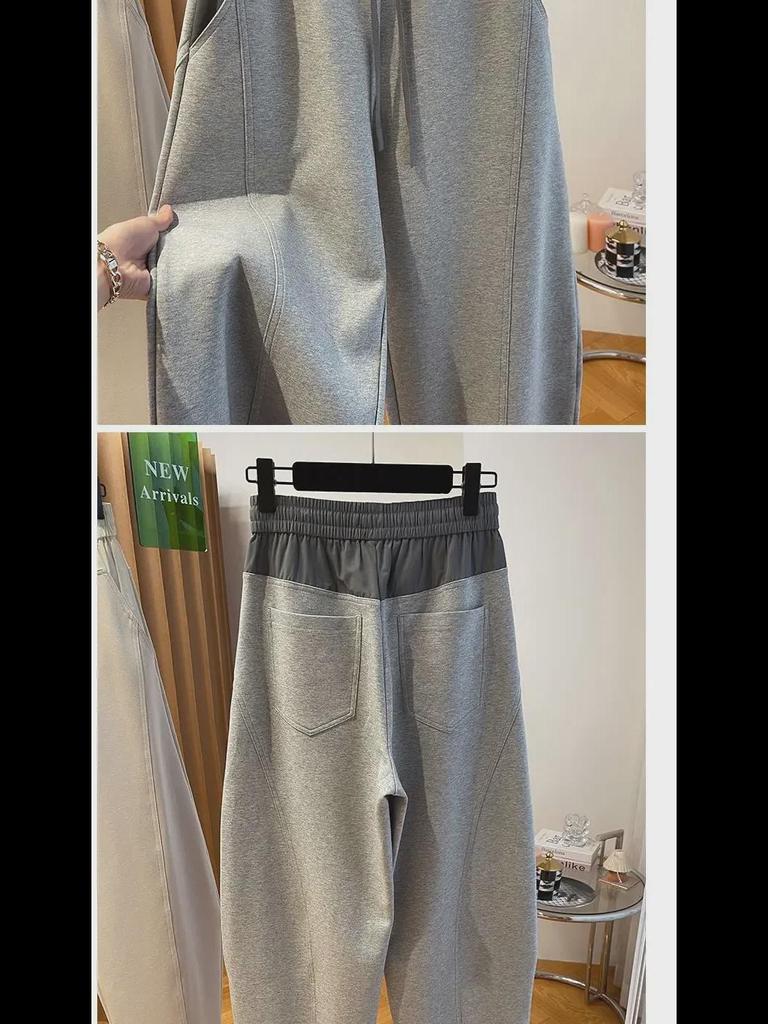 2024 Spring Women's High-Waisted Wide-Leg Color-Contrast Splicing Banana Pants