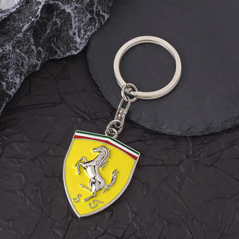 

Luxury 3D Metal Emblems Car Keychain Keyring Accessory Key Ring Pendants For Ferrari F430 Stradale Roma 488 Portofino F8 612