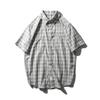 Japanese Retro Pure Cotton Plaid Short-Sleeve Shirt for Men, Summer 2024 New Style, Export Men's Clothing Shirt