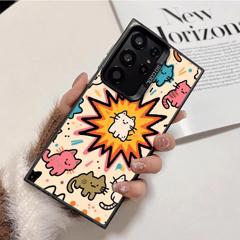 Cartoon Cute Cats Theme Soft Phone Case for Samsung Galaxy S24 S25 FE S26 Edge S23 Ultra S22 Plus S21 + Shockproof Cover Back Sh