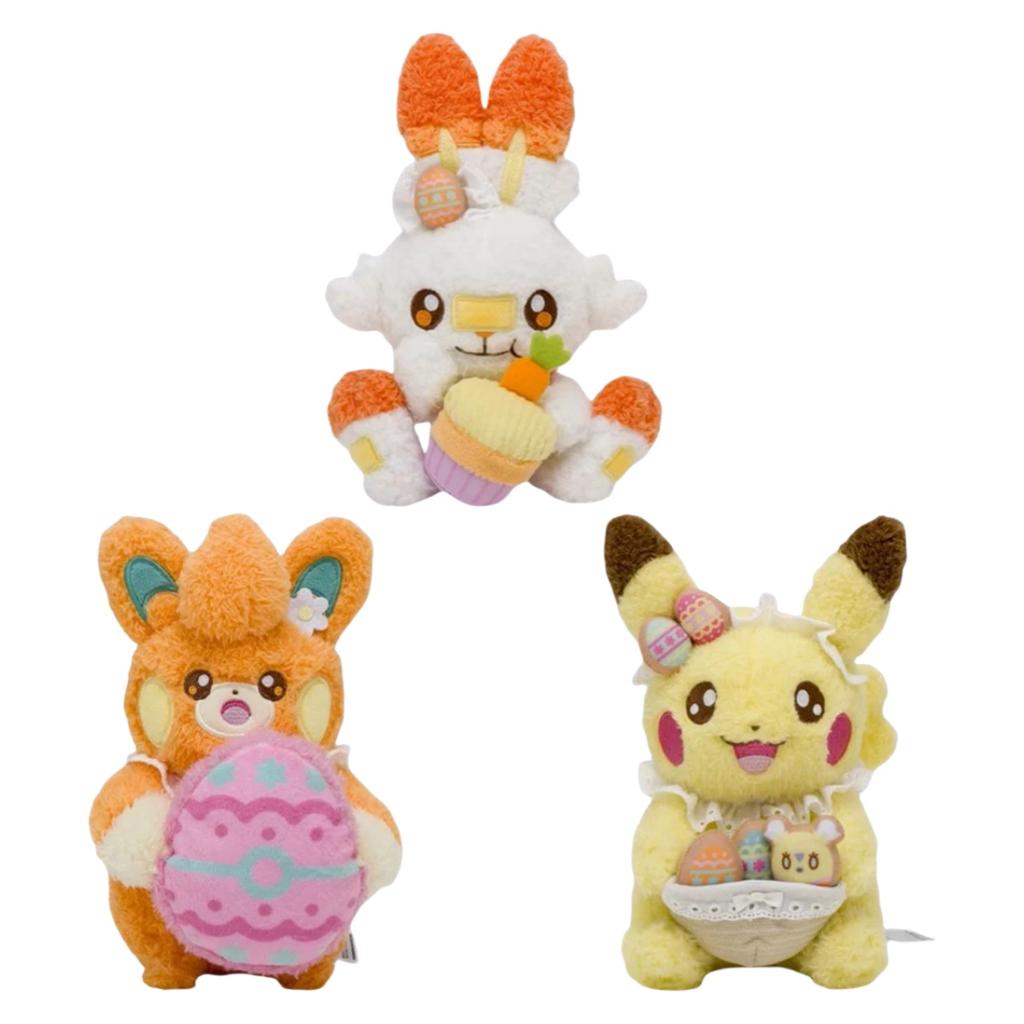 Cuddly Pikachu Scorbunny Pawmi Fluffy Dolls Easter Range Companions Hobbies Plaything Fan Set Boys Girls Christmas Natal Day Favors