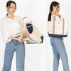 Iwafune Canvas Tote Bag Canvas Bag for Women Large Capacity Large Made In Japan Made In Japan Ship and Rock Basic Tote X Navy (Gray Blue)
