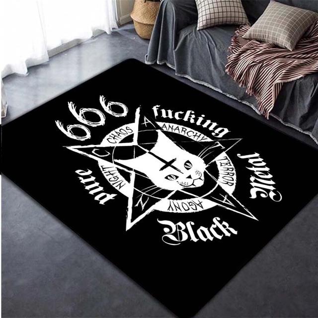 Satanic Cat Carpet for Living Room Home Decor Sofa Table Large Area Rugs Atheist Floor Mat Bedroom Bedside Foot Pad Doormat