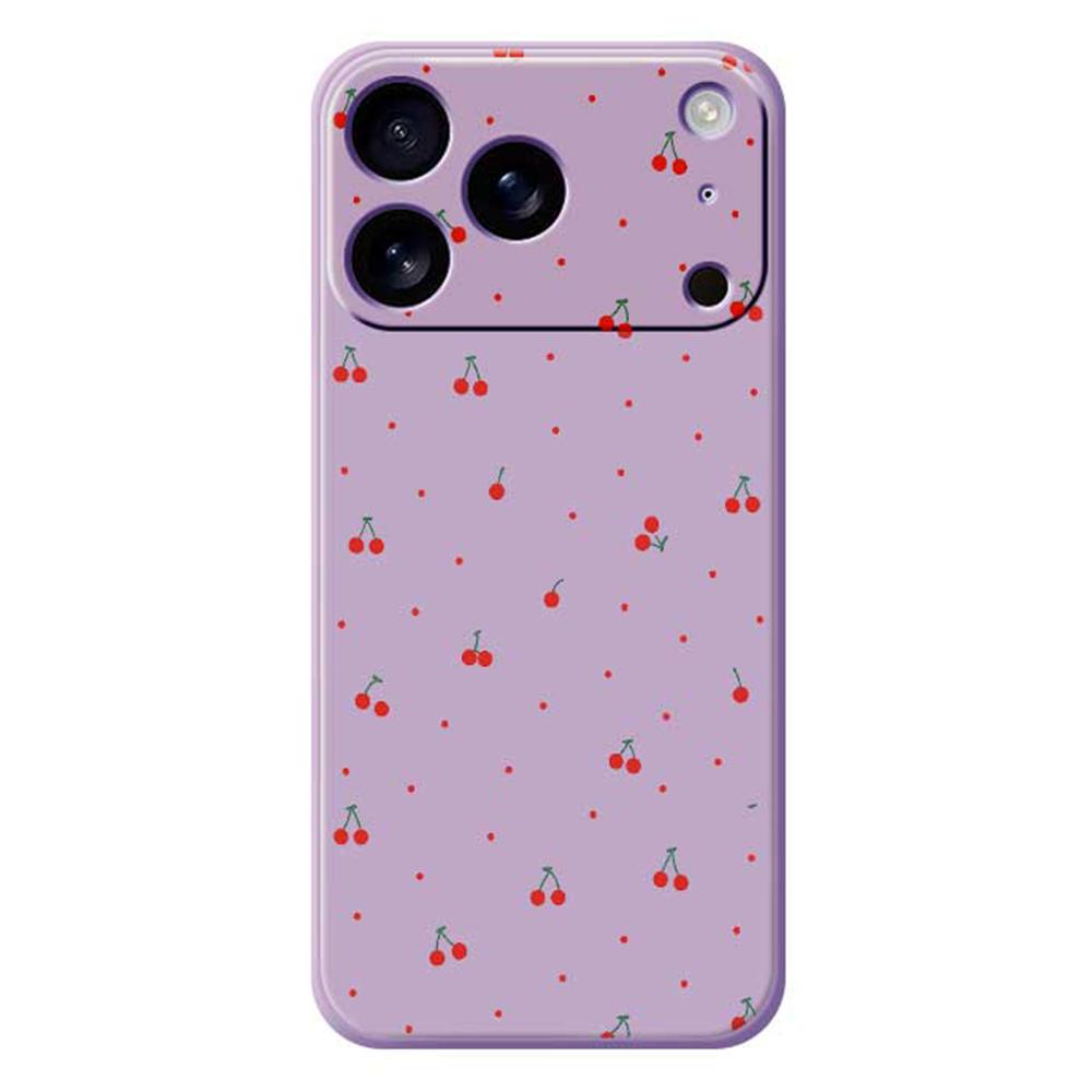 For iPhone 17 Pro Max Case Red Cherry Pattern Printing Straight Edge TPU Phone Back Cover