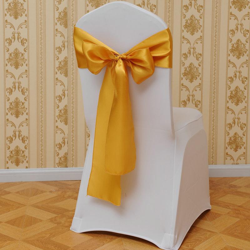 Elegant Polyester Chair Back Cover With Bow Ribbon For Wedding And Event Decor