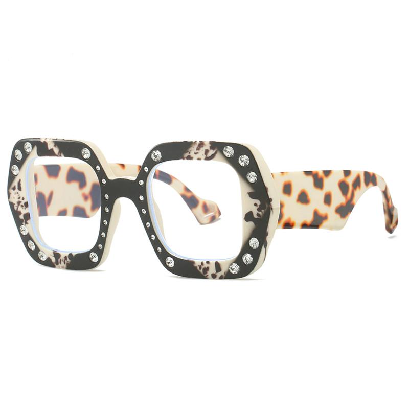 

Fashion Personalized Diamond Studded Design Large Frame Optical Prescription Progressive Eyeywear Photochromic Myopia Eyeglasses Single Version&1.56&Anti Blue Ray чорний білий колір