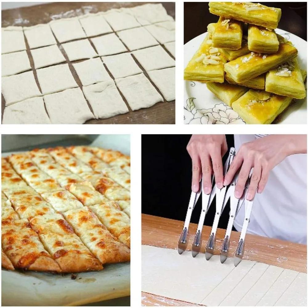 Tăiător de pizza din oțel inoxidabil 430 cu roți de 5/7 roți, tăietor de aluat reglabil, tăietor de prăjituri pentru prăjituri, instrumente de coacere