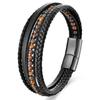 Fashion Rope Men Bracelet Double Layer Leather Bracelet Homme Stainless Steel Accessories for Lover Husband Jewelry Gift