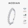 MODIAN D Moissanite Round Ring 925 Silver Sparkling Stacking Slim Band Rings For Women Wedding Fine Jewelry Gifts