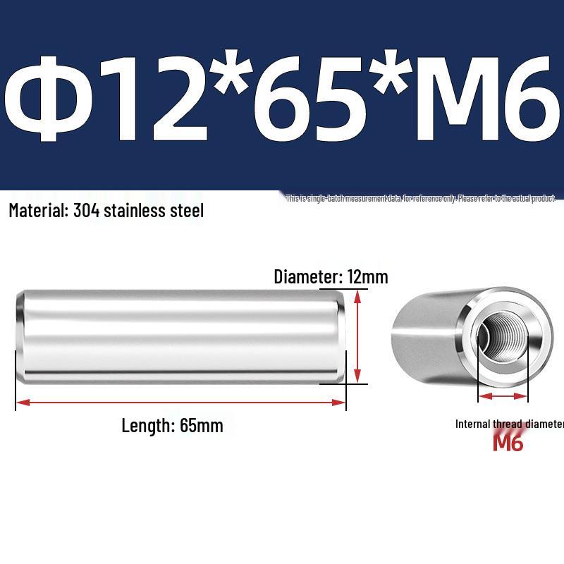 Pin Cilindric din Oțel Inoxidabil 304 cu Filet Interior M4/M6/M8 și Orificiu - Coloană de Suport și Ghidare