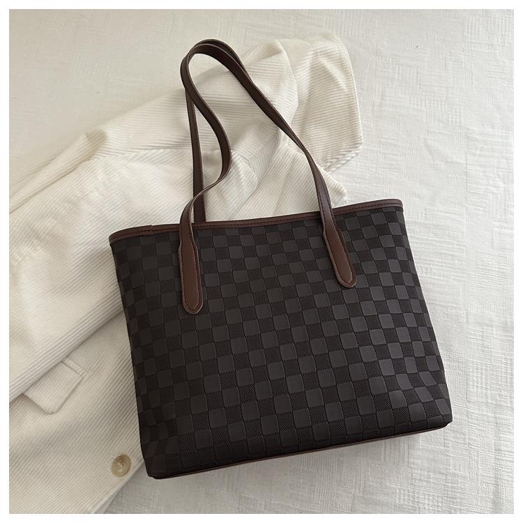 2025 Autumn Trendy Checkered Tote Bag - Large Capacity Shoulder & Handheld Design