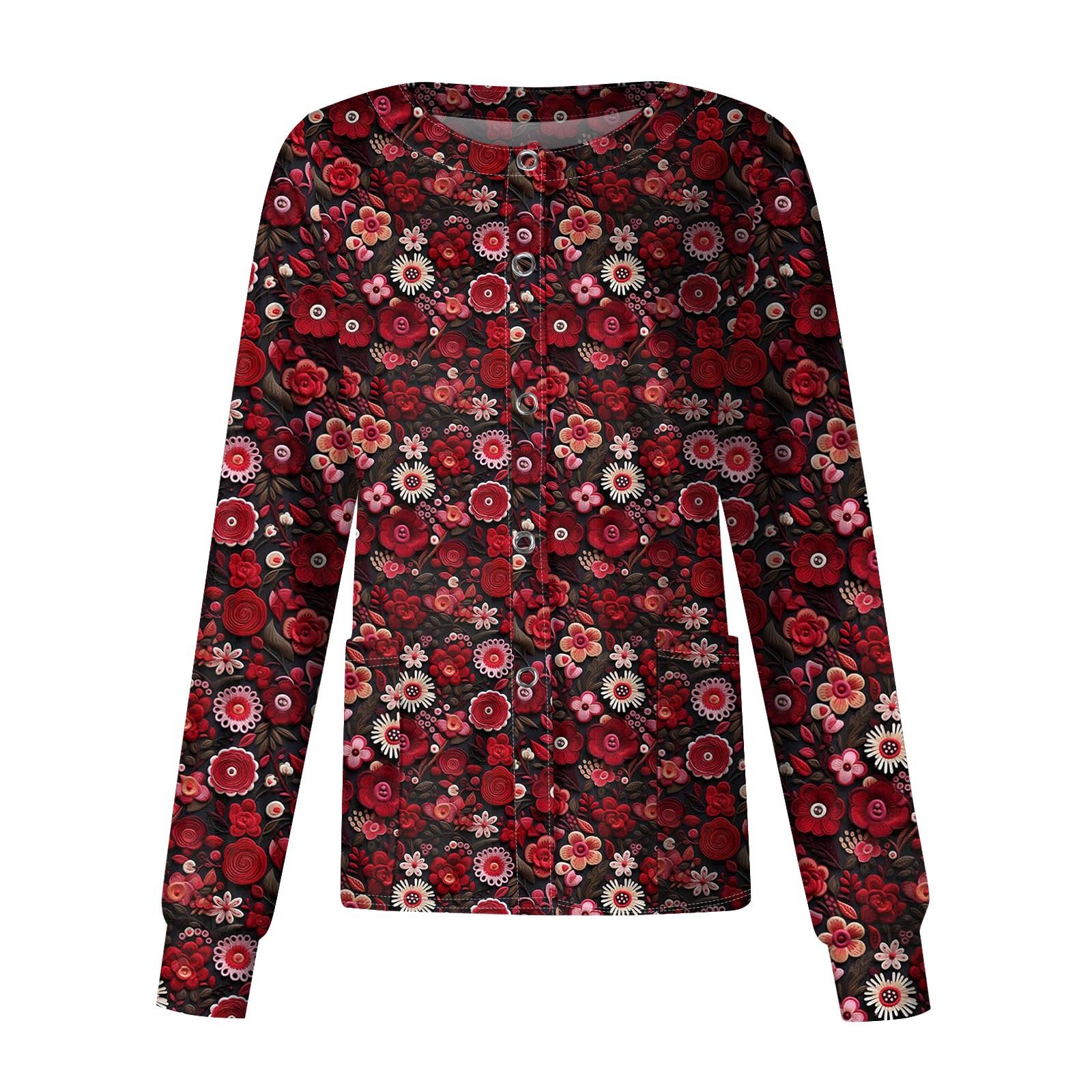 

Женская повседневная мода с длинным рукавом и стоячими лацканами, однобортная рабочая куртка с принтом ко Дню святого Валентина L