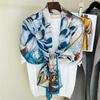 53*170cm High-grade 100% Mulberry Silk Thin Long Scarf Printed Flower Shawl Neckerchief Gift for Women
