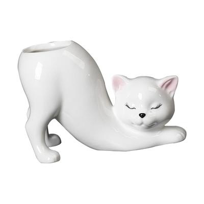 Cartoon Cat Flower Pot Ceramics Creative Porcelain Flower Vase for Patio Desktop Ornament Home Decoration Courtyard Bedroom