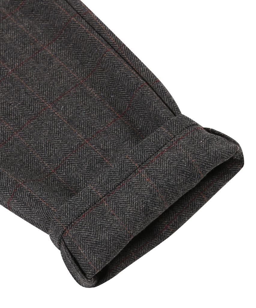 PRAIRIE Wool Herringbone Check Wide Slacks (Charcoal)
